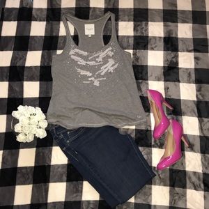 🪴 3/$25 Grey cotton beaded tank top